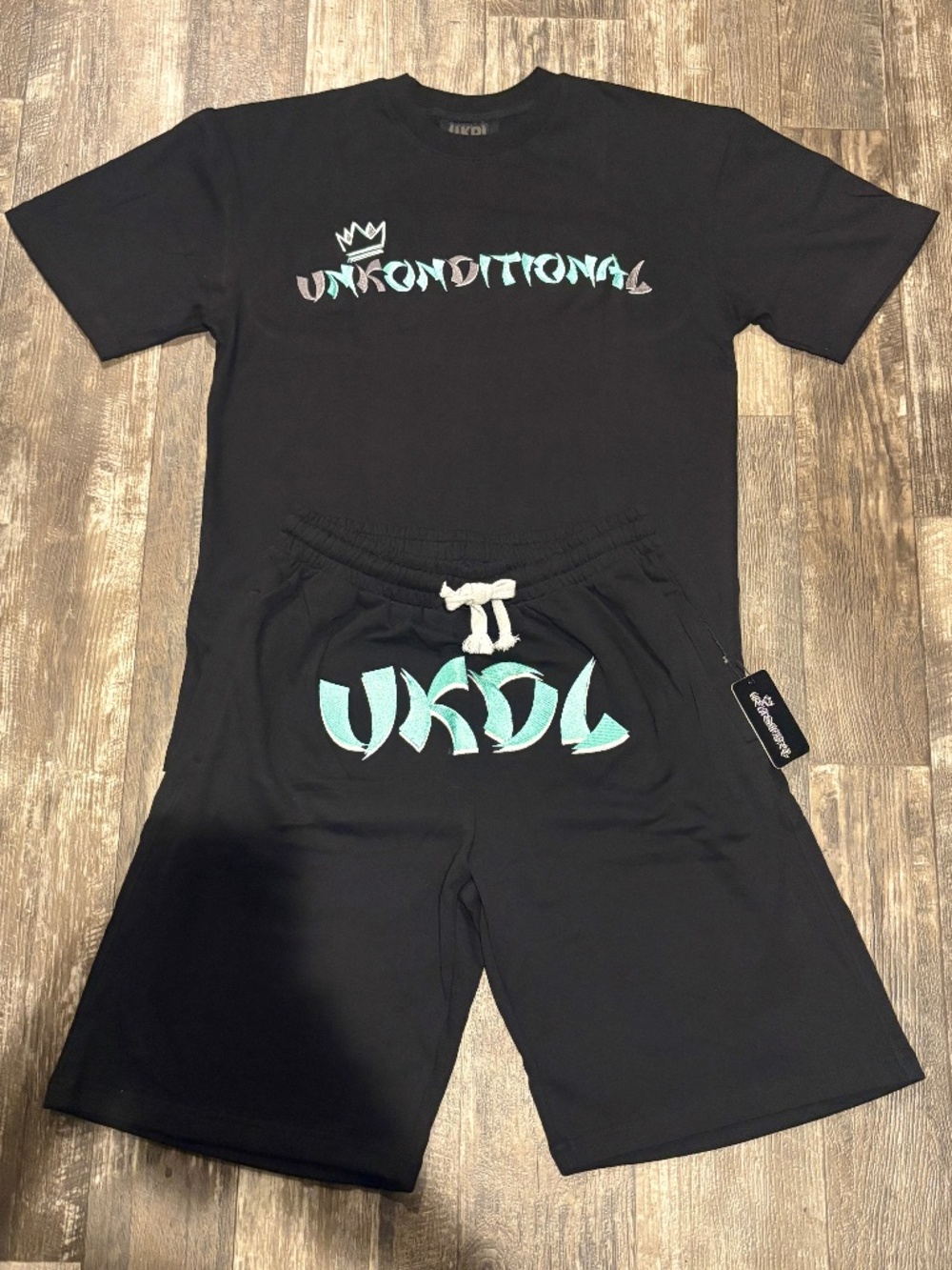 Unkonditional “Flow” Large Relaxed Streetwear Set (Black / Teal)